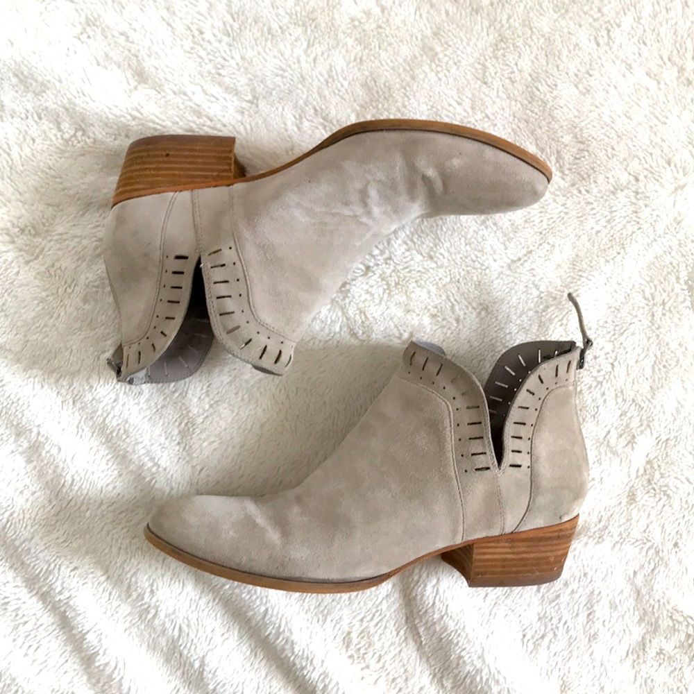 Caslon Light Grey Suede Leather Heeled Ankle Boots